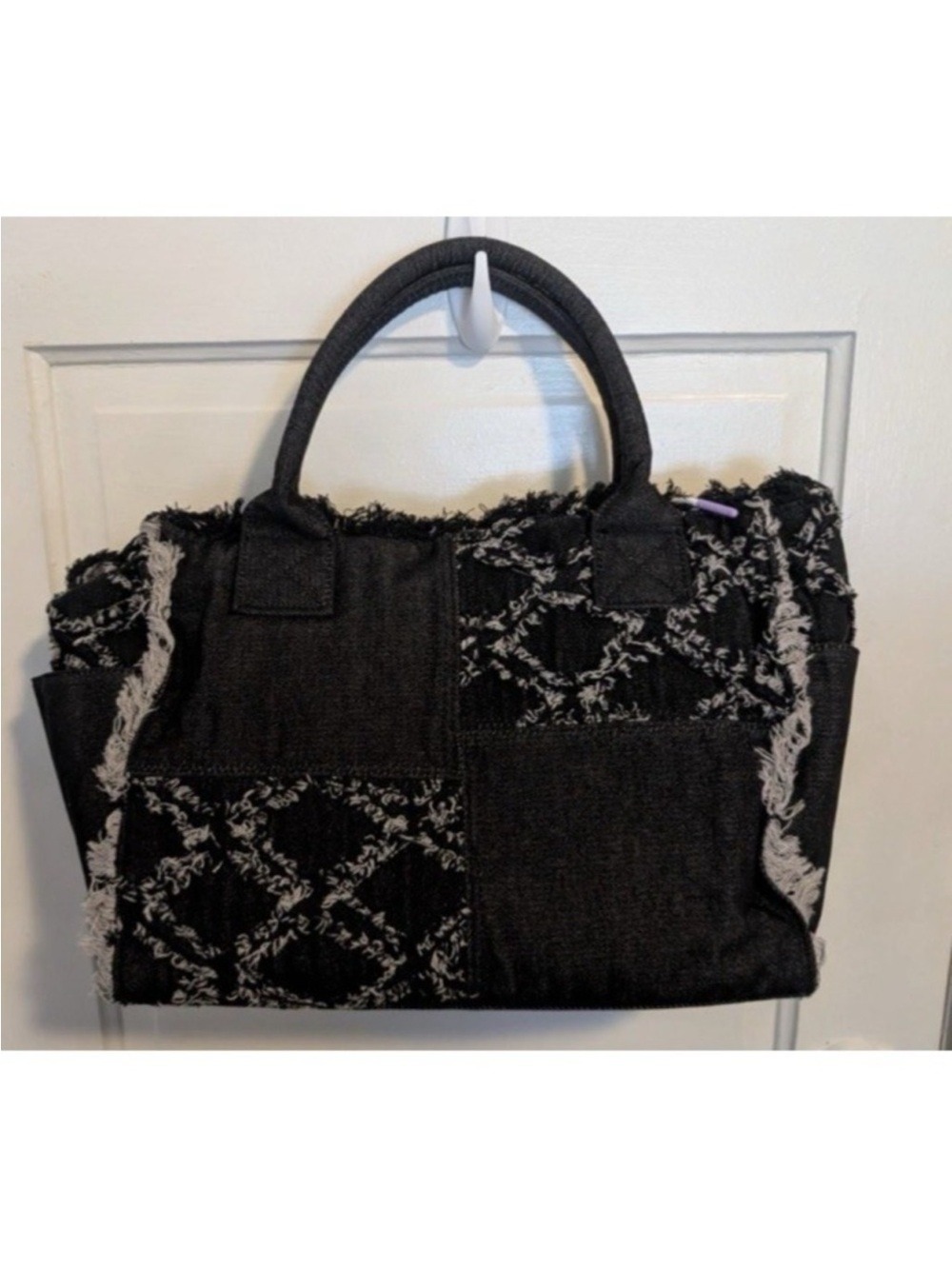 Wildfox Black Fringed DenimTote Bag NWT - Picture 6 of 11